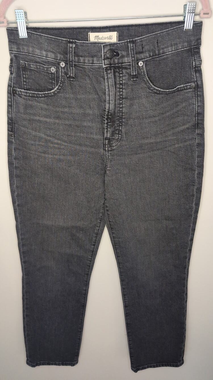 Madewell Perfect Vintage Crop Jeans Size 28 Black High Rise Denim